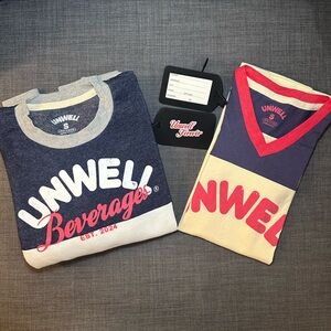 Unwell “Call her daddy” Blue and Cream Shirt, sweater and 2 travel tags bundle